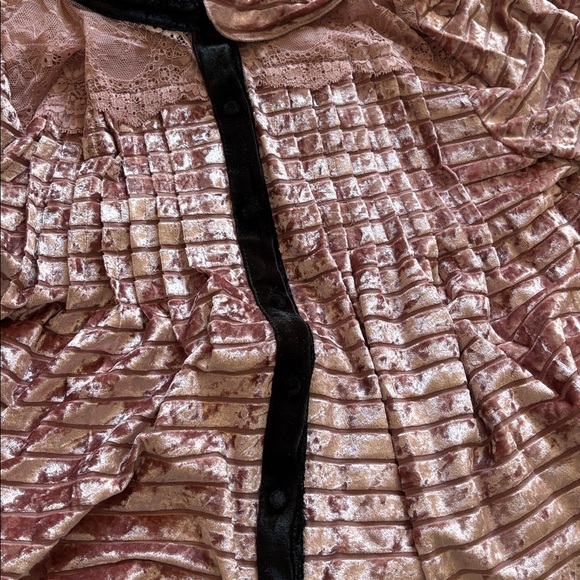 Classy Pink Velvet and Lace Tuxedo Top - Picture 16 of 16